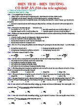Bài tập trắc nghiệm ôn tập Vật lí 11 - Bài 5 Điện tích - điện trường (Có đáp án)